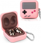 Kott Samsung Galaxy Buds2 Pro (2022), Galaxy Buds 2, Galaxy Buds Pro, Galaxy Buds Live, XMBYGY Silikoonist &uuml;mbris koos v&otilde;tmehoidjaga Galaxy Buds k&otilde;rvaklappidele (RetroGPpink)