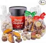 Hallingers Genuss Manufaktur kinkekorvi kinkekomplekt j&otilde;ulud - Delikatesside segu &scaron;okolaadi, mandlite, apelsiniviiludega, elegantses kinkekarbis, j&otilde;ulud Premium kingitus, "Christmas Sweet Mix"