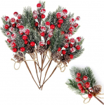 Punased marjad j&otilde;ulud kunstlik m&auml;nni oksad koos marjadega 24 t&uuml;kki j&otilde;ulumarjad roosipuu kaunistus oksad j&otilde;ulukaunistus DIY j&otilde;ulup&auml;rg j&otilde;ulukunsti k&auml;sit&ouml;&ouml; ja j&otilde;ulukunstide jaoks.