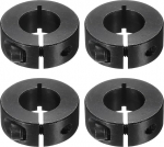 sourcing map Einzelne geteilte Schaftmanschette, 20 mm Bohrung, einteiliger Spannkragen, 40 mm Au&szlig;endurchmesser, 15 mm Dicke, Schwarzoxid-Schlossbundklemme mit Stellschrauben (1045 Stahl), 4 St&uuml;ck