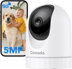Cinnado 5MP Baby Monitor with Camera - 5G/2.4GHz Indoor Security Cameras, WiFi Camera, 360 Degree Dog Camera with Motion Tracking, Compatible with Alexa