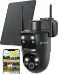 COCOCAM 2K Dual Lens Surveillance Camera Outdoor WLAN Solar 10000 mAh Battery 6 W Solar Panel Dual PIR and AI Person Detection Colour Night Vision 355 P 90&deg; T IP66 2.4 GHz WiFi