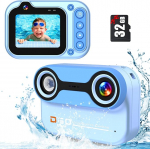 Veealune kaamera, digitaalne kaamera veekindel 10ft 1080P Full HD 26MP 10X digitaalne zoom veekindel kaamera snorkeldamiseks vee all selfie, ujumine, rand, veepark - sinine