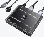 USB C KVM l&uuml;liti 2 PC 1 monitor 4K @ 60Hz, C-t&uuml;&uuml;pi KVM l&uuml;litid 2 s&uuml;learvuti jaoks, mis jagavad 1 monitori ja hiire/klahviplaadi, KVM l&uuml;liti USB-C HDMI koos 2 USBC kaabliga ja lauaarvuti kontrolleriga