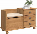 vidaXL sissep&auml;&auml;sutee hoiupink Askim pruun t&auml;ispuit 100 x 39 x 62 cm 3 sahtlit kaasaegne mugav istumisv&otilde;imalus koridorim&ouml;&ouml;bel puidust koridor kaasaegne siseruumide korraldus