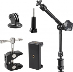 11-tolline reguleeritav Magic Arm Super Clamp, 360&deg; kuulipead, liigendatud k&auml;si 1/4-tollise ja 3/8-tollise keermega aukudega, klamber statiivile, monitorile, kaamerale