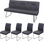 Mendler HWC-H70 S&ouml;&ouml;gitoakomplekt Kangas / Tekstiil harjatud roostevaba teras Tume Hall 180 cm