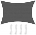 SONGMICS GSS34GY rebenemiskindel HDPE plastist p&auml;ikesepurje, p&auml;ikesekaitse, ilmastikukindel UV kaitse, hingav, aeda, r&otilde;dule, terrassile, telkimisele, ristk&uuml;likukujuline, 3 x 4 m, 2 m trossid, suitsuhall