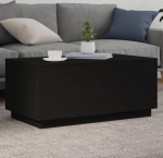 Couchtisch mit RGB-LED-Beleuchtung Schwarz Holzwerkstoff 90x50x40 cm Moderner Beistelltisch f&uuml;r Wohnzimmer mit Stauraum & hoher Belastbarkeit