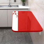Klapptisch zur Wandmontage, f&uuml;r Waschk&uuml;che und K&uuml;che, rot, klein, platzsparend, schwimmende Werkbank mit herunterklappbarem Wandschreibtisch, ideal f&uuml;r Waschk&uuml;che, K&uuml;che und kleine R&auml;ume