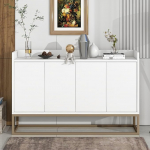 Sideboard elutuppa, 4 ukse ja reguleeritavate riiulitega buffetkapp, 120 x 30 x 80 cm, hoiukapp elutuppa, s&ouml;&ouml;gituppa ja k&ouml;&ouml;ki, valge v&auml;rviga