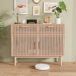 Rattan k&uuml;ljepaneel kapp 2 sahtli ja 2 uksega, 100 x 35 x 80 cm, k&ouml;&ouml;gikapp, hoiukapp, rotangist k&uuml;ljepaneel kapp, k&uuml;ljekapp, kitsas kaasaegne kapp elutuppa