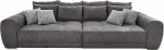 Suur diivan XXL W306/D134/H86 cm, mugav lamamisdiivan kvaliteetsete vedrupehmendustega, palju padjandeid, lamamispind 120 cm x 240 cm, mugav mikrokiust kangakate halli v&auml;rvi / 15114