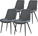 ML-Design S&ouml;&ouml;gitoolide komplekt, 4 tooli, antratsiit, mustade metalljalgadega kunstnahast iste, seljatoega k&ouml;&ouml;gitoolid, elutoa toolid, polsterdatud toolid s&ouml;&ouml;gituppa/kontorisse, polsterdatud, polsterdatud
