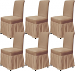 molasofa s&ouml;&ouml;gitoa toolikatted 6-st komplektist, Stretch toolikatted seelikuga k&ouml;&ouml;gi istme kaitsja pulmade bankettide kaunistamiseks lapsed lemmikloomad Spandex kangas pestav (6 t&uuml;kki, pruun)