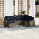 PE Rattan Gartensofa Gruppe Outdoor Sofagarnitur mit Polsterkissen 7-teiliges Gartensofa-Set mit Kissen Gartenm&ouml;bel Set Polyrattan grau modulares Gartensofa Set