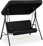 Yaheetech kiikepink, Hollywood Swing, 3-kohaline aiakiikedega p&auml;ikesekattega, rippuv kiiked reguleeritava asendusvooluga, maksimaalne koormus 250 kg, must