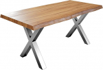 SAM Xerez s&ouml;&ouml;gilaud 220 x 100 cm Wane laud naturaalne akaatsiapuu massiivne metallist X-raam h&otilde;bedane