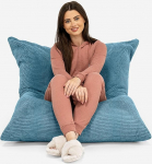Lounge Pug, hiiglaslik Bean Bag XXL Pom-Pom t&uuml;rkiissinine