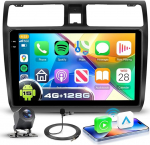 VECHTEL 4G + 128G autoraadio Android 15 Suzuki Swift 2005-2010, 10.1 In-Cell HD puuteekraaniga juhtmevaba Carplay Android autoga, autoraadio GPS Wi-Fi USB Bluetooth FM RDS raadio tagurduskaameraga