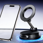 Vaakum mobiiltelefoni hoidja auto Mag-Safe auto hoidja, 2026 mobiiltelefoni hoidja auto vaakum iminapakett 20 x N56 magnetid 360 &deg; p&ouml;&ouml;ratav kuumakindel k&ouml;&ouml;k auto nahastruktuur iPhone 17 Pro