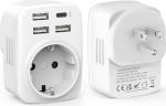 2 USA adapteri pistikupesa, 5-in-1 reisiadapter, USA Saksamaa pistik 1 x USB-C, 3 x USB-A (3,4 A), 1 x AC, EL-USA adapter, B-t&uuml;&uuml;pi pistikupesa adapter EL-Ameerika/Kanada/Taiimaa/Mehhiko jaoks.