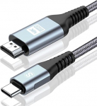 4K USB C HDMI-kaabel 5 m, USB Type C HDMI-kaabel [Thunderbolt 3/4 &uuml;hilduv] MacBook iPad Pro/Air iMac, iPhone 16 15 seeria, Samsung S25 kuni S8 Surface Android telefonist telerisse.