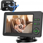 Beebi autokaamera, 4,3-tolline HD auto peegli monitor beebidele Bluetoothiga, &ouml;ise n&auml;gemise ja vaatev&auml;ljaga, turvapeegelkaamera autoistmetele