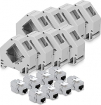 kwmobile Keystone Module Set CAT 6A koos DIN Rail adapteriga - 8x RJ45 DIN Rail adapteri pistikupesa varjestatud + 8x hoidikud DIN Railile - t&ouml;&ouml;riistavaba v&otilde;rgupesa kuni 10 Gbit/s