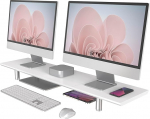 Fenge Large Monitor Stand 100 cm Dual Monitor Stands Riser koos reguleeritava k&otilde;rgusega jalaga, multifunktsionaalne arvutialus PC/Laptop/TV jaoks, 100 x 23,5 x (9,2-11,2) cm, valge