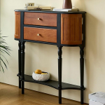 Zweist&ouml;ckiger Konsolentisch Holz Im Landhausstil, Konsolentisch Schmal mit Viel Stauraum f&uuml;r Flure, Wohnzimmer und Eingangsbereiche(80 * 20 * 91 cm/31 * 8 * 36 in)