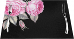 LAMAME Rosa Blumen gedruckt PVC gewebt Tischset dekorative Tischmatte thermisch isoliert Tischschutz
