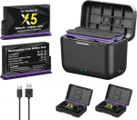 CITYORK 2 pesaga laadija ja 2 t&uuml;kki 2850 mAh aku, mis &uuml;hildub Insta360 X5, spordikaamera asendusaku Insta360 X5 akulaadija komplekti tarvikud koos LED-indikaatori ja USB-kaabliga