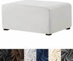 HFCNMY Ottomani kate ristk&uuml;likukujuline Stretch Velvet ristk&uuml;likukujulised paksud katted Slipcover Ottomani pehme jalatsihoidja elastse p&otilde;hjaga valge XL (ASMFDT20230725-18)