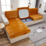 Sametist diivanist istmekatted elutoa jaoks Elastne padjakate Corner Slipcovers Chaise Longue Diivan l&otilde;bus kaitsja oranž 45 x 45 padjakate 1 t&uuml;kk