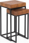 Wohnling Design WL5.660 Sheesham metallist k&uuml;ljelaua komplekt 2 v&auml;ikest kohvilauda 2 puidust laua komplekt, t&auml;ispuidust elutoa laud metallist raam, kitsas diivanilaud hoiulaud