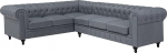 Beliani Chesterfield Chesterfield nurgadiivan vasakpoolne polsterdatud kattega helehall