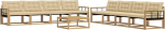 Outdoor Gartenm&ouml;bel Set 9-Teilig, Lounge Sitzgruppe aus Akazienholz f&uuml;r 8 Personen, Modulares Sofa Set mit Tisch, Sitzgarnitur f&uuml;r Terrasse und Garten, Wei&szlig; Beige
