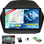 CAMECHO [Upgrade] 8 Core 4G + 64G Android 15 autoraadio Hyundai IX35 2010-2015 koos Carplay Android autoga, 9-tolline IPS puuteekraaniga 2 DIN autoraadio Bluetooth 5.0, FM, GPS, EQ, SWC, Canbus +