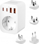 Reiseadapter Weltweit Set, Internationaler Reiseadapter mit USB-A/Typ-C, Typ G/B/I/C Steckdosenadapter Reiseadapter f&uuml;r UK/USA/Australien/Europa