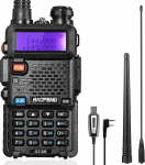 BAOFENG GT-5R Walkie Talkie, kahesageduslik raadio UHF VHF 144-146/430-440MHz, 128 kanali m&auml;luga, 1800 mAh aku, programmeerimiskaabel, k&otilde;rvaklapid t&auml;iskasvanutele, Chirp toetatud