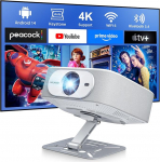 Salange Beamer toetzt 4K [Native 1080P |Integrierte App| Android 14], Smart Beamer mit WiFi6 und Bluetooth 5.4, Garten Projektor Tragbarer Elektronischer Fokus & Auto Korrektur Heimkino 180&deg;Dreh