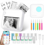 GuKKK Mini Printer, Mobile Photo Printer, Portable Mini Photo Printer, Wireless Photo Printer, Thermal Printer, Smartphone Bluetooth Printer, for Learning Aid, Learning Notes, Journal, Notes, Journal