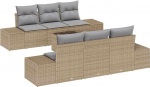 Rantry 7-teiliges Garten Sofa Set mit Kissen Beige Poly Rattan Gartenlounge Model3346950