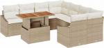 9-teiliges Garten Sofa Set mit Kissen Beige Poly Rattan Gartenlounge Model3358556