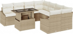 9-teiliges Garten Sofaset mit Kissen Beige Poly Rattan Gartenlounge Model3348977