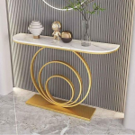 Moderner schmaler Konsolentisch, 59-Zoll-Sofatisch f&uuml;r den Eingangsbereich mit geometrischem Metallrahmen, stilvoller Flurtisch f&uuml;r Wohnzimmer und Eingangsbereich (wei&szlig;es Finish)