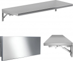 Moderner Klapptisch aus Edelstahl zur Wandmontage, Klapptisch, Waschk&uuml;che, zusammenklappbar f&uuml;r kleine R&auml;ume, h&auml;ngender Schreibtisch f&uuml;r Wohnung, Arbeitszimmer, Schlafzimmer (110 x