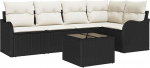 Rantry 5-teiliges Garten-Sofa-Set mit Kissen Braun Poly-Rattan, 2-Sitzer Garten-Sofa mit Kissen Schwarz Poly-Rattan Gartenlounge Model3345707
