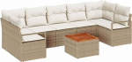 Rantry 8-teiliges Garten-Sofa-Set mit Kissen Beige Poly-Rattan Akazie, 2-Sitzer Garten-Sofa mit Kissen Beige Poly-Rattan Gartenlounge Model3347673